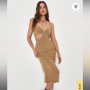 Lulus cut out dress in brown